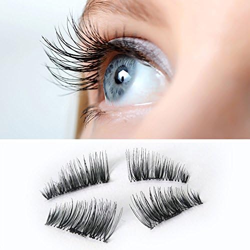 Magnetic Eye Lashes, Fullyu Ultra-thin 0.2mm 3D Mink Reusable False Magnet Eye Lashes (One size, Black)