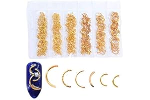 Brccee AC Nails Art Accessories - 1 Pack Mixed 3D DIY Hollow Metal Frame Nail Decorations Gold Rivet Manicure Accessories DIY Shell Slider Nail Studs