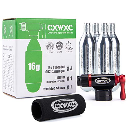CO2 Inflator Kit with 4 x16g CO2 Cartridges Presta & Schrader Valve