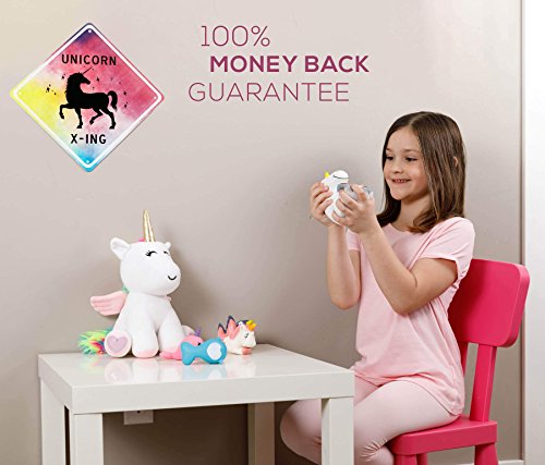 Unicorn Stuffed Animal - Cute Unicorn Gifts Large 13" White Unicorns Plush Toy w Pink Wings Rainbow Hair & Writable Pink Heart Paws! Gift Packaged for Graduation, Birthday or Valentines Gift for Girls - Thumbnail 6