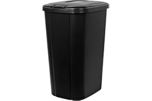 EwiutoijngiQan Solid Color 13.3 Gal Touch Top Plastic Trash Can, Spring Loaded Lid Garbage Bin for Kitchen,Home, Bedroom, Bathroom,Office & Slim Space-Saving (Black) (Black)