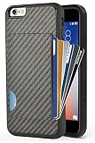 iPhone 6 Wallet Case, iPhone 6s Card Holder Case, ZVEdeng Shockproof iPhone 6 Credit Card Case with Carbon Fiber Design Slim Protective Wallet Cover for Apple iPhone 6 and iPhone 6s 4.7 Inch Black