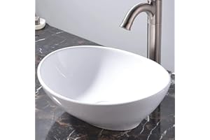 KINGO HOME 16" x 13" Oval Vessel Sink, White Porcelain Ceramic Bathroom Vanity Sinks Art Basin Lavatory Above Counter Vanity Bathroom Sink Bowl