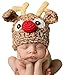 Bienvenu Christmas Santa's Reindeer Crochet Toddler Baby Hat Beanie Photo Prop,Small Brown