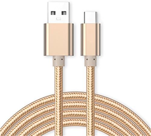 Lenovo Tab 7 Essential Tablet Micro USB Charging Cable [2 Meter], World Biz [3.1 Amp Fast Charge] Premium Nylon Braided Charger And Data Sync Cable [USB 3.0] [Upto 5 Gb/s Data Transfer] - Gold