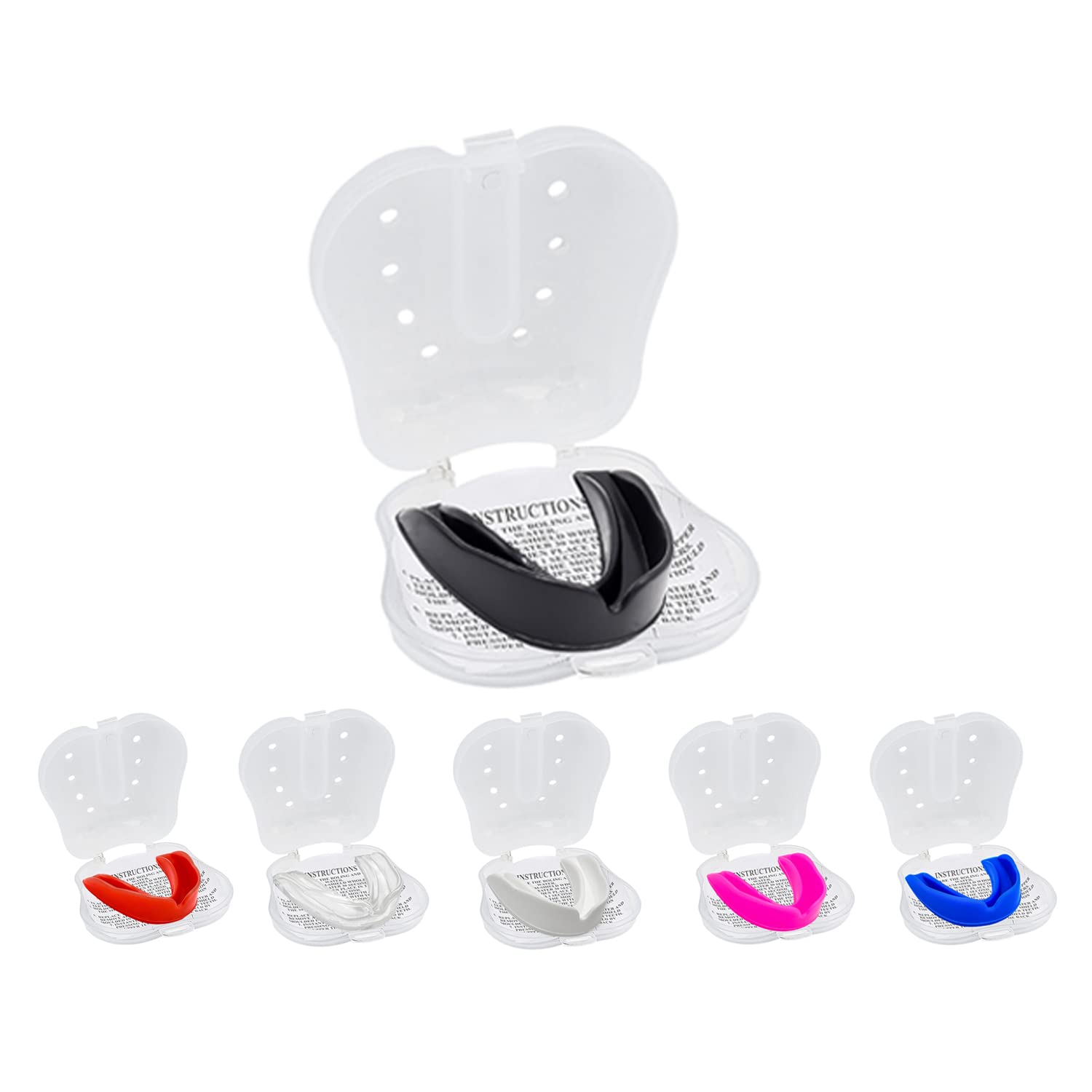 Mouthguard Slim Fit, Junior Gum Shield with Case for Kids Youth for School Combat Sports MMA, Rugby, Judo, Karate, Hockey, Soccer, MMA Boxing, Martial Arts, Basketball (Black, Junior(<11))