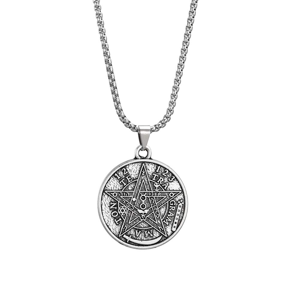 VASSAGO Hebrew Esoteric Tetragrammaton Pentagram Chain Pendant Necklace Jewelry