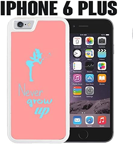 iPhone Case Never Grow Up for iPhone 6 PLUS Rubber White (Ships from CA) With Free .33 mm Premium Tempered Glass Screen Protector