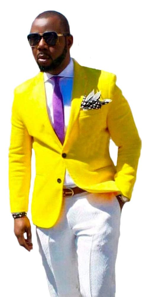 Botong Mens Yellow Jacket White Pants 