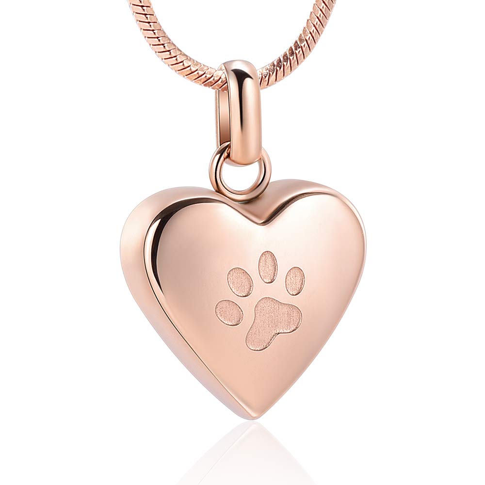 zeqingjw Pet Cremation Jewelry for Ashes Pendant Paw Print Pet Heart Urn Necklace Memorial Keepsake Jewelry for Pet/Dog's/Cat's Ashes, S, Metal, stainless-steel