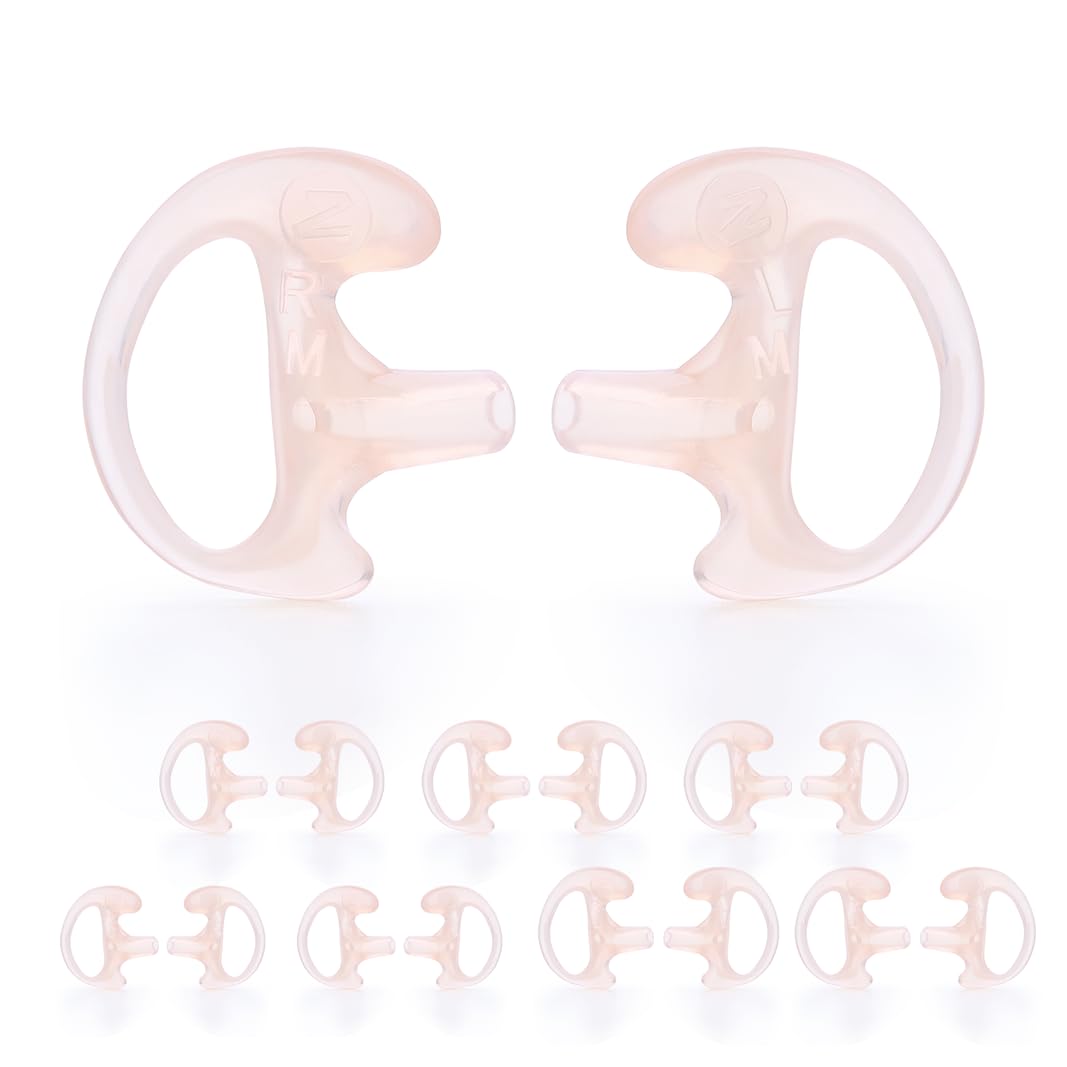 zeadio Earmould Earpiece Earbud Earplug for Two-Way Radio Coil Tube Audio Kits (Brown, Pair of 8)
