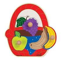 Hape Fruit Basket Toddler Wooden Knob Puzzle