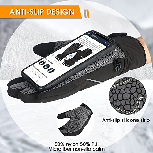 Winter Gloves Thermal for Men Women,Windproof & Touch Screen Mittens, Anti-Slip Full Finger Warm Gloves for Motorcycling Hiking Driving Running Cycling Stocking Stuffers