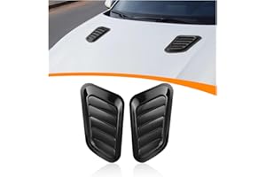 KHGUZ 2PCS Car Hood Vents, Automotive Scoop Bonnet Air Vents Engine Hood Kit, Vehicle Exterior Decorative Air Flow Intake Trim Cover Accessories, Universal for RV, SUV, Truck (Black)
