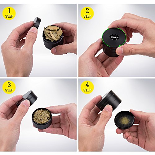 Siasky 2" Spice Herb Grinder, 4 Pieces Tobacco Weed Mill with Pollen Scraper, Premium Zinc Alloy Made, Razor-sharp Teeth- Black - Thumbnail 7
