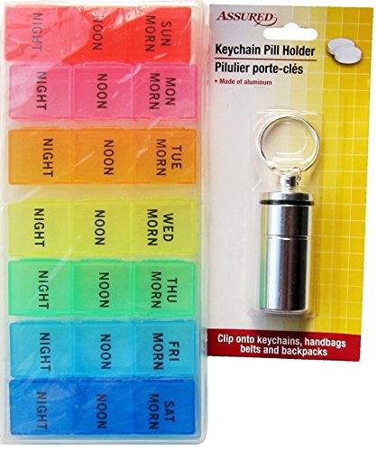7 DAY PILL BOX AND KEYCHAIN PILL HOLDER -2 ITEM BUNDLE-