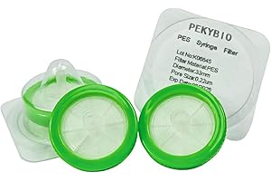 PEKYBIO Sterile Syringe Filter PES Hydrophilic Filtration 0.22μm Pore Size, 33mm Membrane Diameter for Lab, Pack of 10