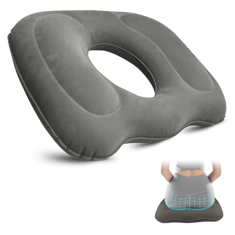 YANGUN Inflatable Seat Cushion, Donut Cushion, Seat Cushions for Coccyx, Hemorrhoid Cushions, Anti-Decubitus Pad, Breathable SeatCushion for Hemorrhoids, Wheelchair, Pressure Sores, Prolonged Sitting