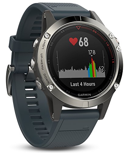 Garmin Fenix 5 - Silver with Granite Blue Band (Renewed)