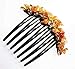Thai French Twist Hair Comb, Decorative Wedding Hair Accessory, Ornamented Along Top with Stone, Orange, 3.5 x 4 Inch