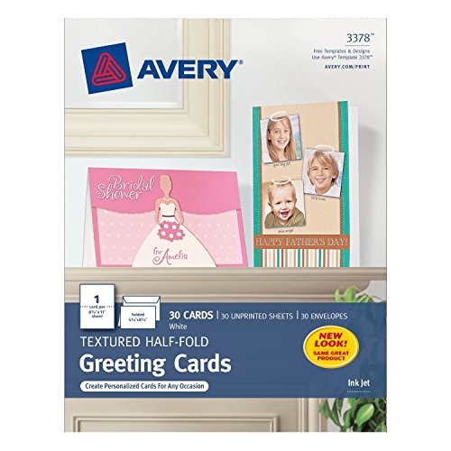 Avery Textured Half-Fold dKYVu Greeting Cards for Inkjet Printers, Uncoated, 5.5 x 8.5 Inches, 30 Count (3 Pack)