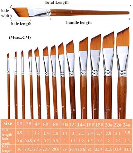 Paint Brush Set Artist Painting Brushes for Art Painting for Watercolors,Acrylics,Inks,Gouache,Oil and Tempera (Angular 13pcs Longer Handle) - Image 3