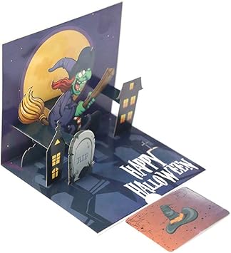 Nuobesty Halloween Pop Up Grusskarte 3d Bose Hexe Reiten Besen Nachrichtenkarte Segen Karte Fur Abschluss Geburtstag Kostum Party 13x15 5cm Amazon De Spielzeug