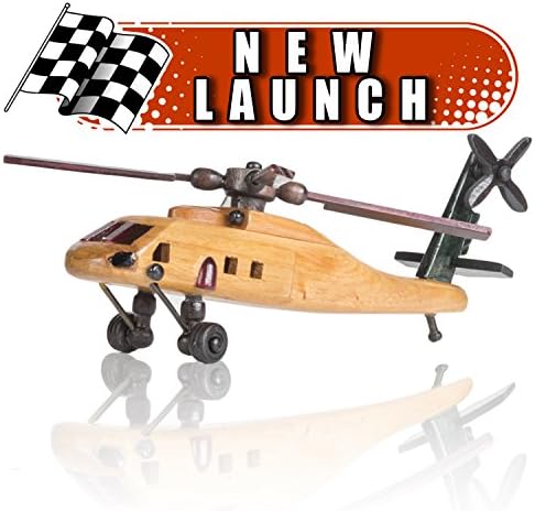 Handmade Wooden Vintage Helicopter Model, 100% Wood Replica Model Helicopter, Home Decor Wooden Helicopter Ornament