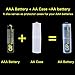 DUOFIRE Battery Storage Case Battery Storage Containers for AA/AAA/ 18650 and 4 PCS AAA to AA Battery Adapter Converter Cases (Transparent)