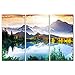 My Easy Art- Mountain Wall Art Decor Lake and Trees Forest in National Park Canvas Pictures Artwork 3 Panel Nature Landscape Painting Prints for Home Living Dining Room Kitchen