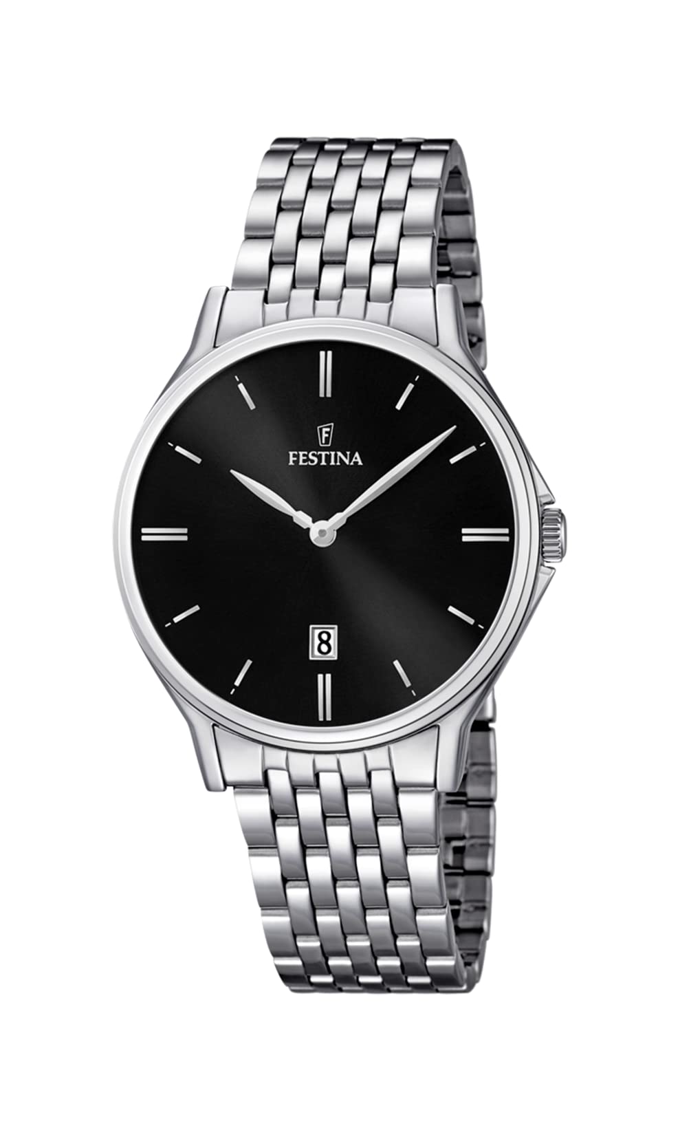 Festina Men's Quartz Watch with Black Dial Analogue Display and Silver Stainless Steel Bracelet F16744/4