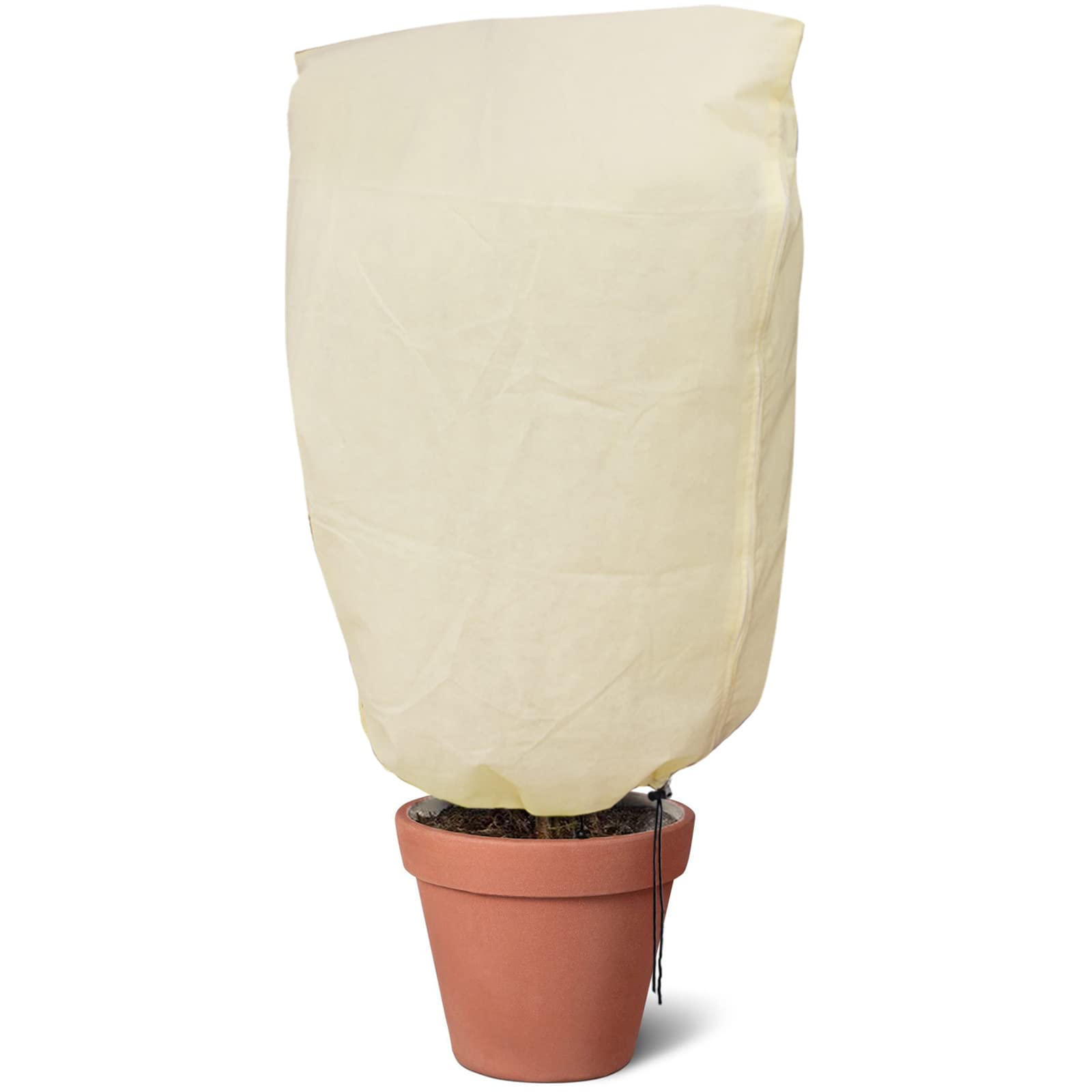 Cossteo Winter Plant Fleece Cover Frost Wind Protection, 120x180cm Garden Fleece Plant Cover with Drawstring and Zip, Non-woven Fabric 100gsm beige Beige
