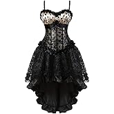 Grebrafan Steampunk Corset Skirt Polka Dot Corsets Bustiers for Women