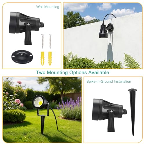 LetGlin 7W 700LM LED Garden Lighting with Power, 3000K Large Super Bright Outdoor Garden Lights, IP65 LED Outdoor Decoration for Wall Terrace Tree Paths, 1 Piece