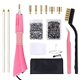 Hotfix Applicator Rhinestone Setter Kit by GLTECK Hot Fix Applicator Wand Tool Fix Set with 7 Tips-Tweezers & Cleaning Brush - 2 Pack Hot-Fix Rhinestone Crystal Embellishments (1440 stones/each)