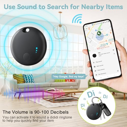 Android Air Tracker, 4 PCS Smart Tracker Tag GPS Key Locator Compatible with Find Device(Android Only), Bluetooth Tracker Tag Compatible for Wallets, Keys, Backpacks (Black)