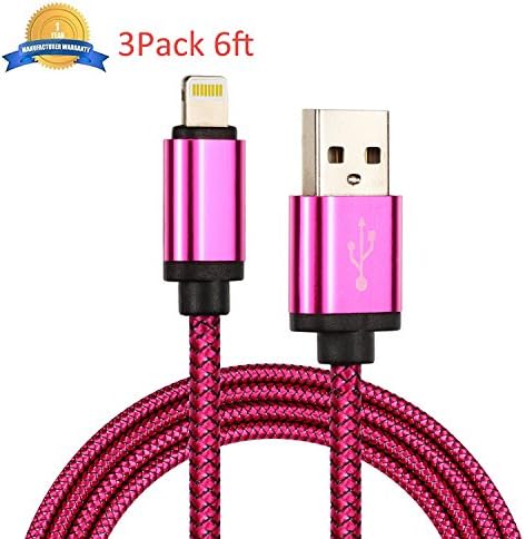 NEXCABLE 2Pack Extra Long 10FT 8 Pin Lightning to USB Charger Sync &amp; Charging Cable Cord Compatible with iPhone 7/7 Plus/6s/6s Plus/6/6 Plus/5s/5c/5/SE, iPad/iPod (ROS)