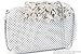 Dexmay Luxury Flower Women Clutch Purse for Wedding Party Rhinestone Crystal Evening Bag Iridescent Silver