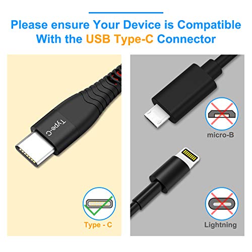 Cable USB Tipo C [4Pack, 30CM], Cable Cargador Tipo C Corto Carga Rápida y Sincronización, Nailon Cable USB C a USB 3.0, Compatible con Samsung Galaxy S10/ S9/ S8 Plus/Huawei P30/ P20/ MacBook, etc