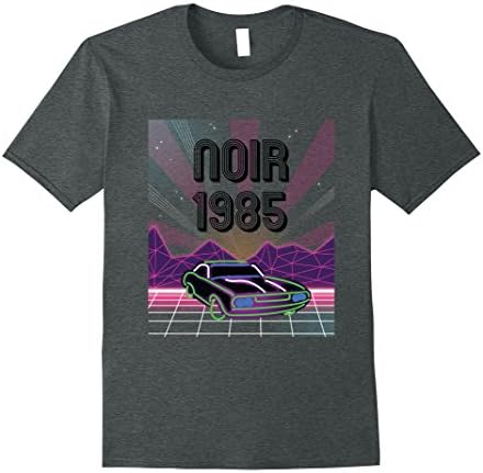 Mens Noir1985 Official Outrun 80s T-Shirt Large Dark Heather