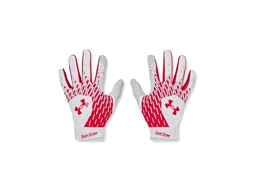Under Armour Boys Youth Clean Up Baseball Gloves, (105) White/Red/Red, Medium