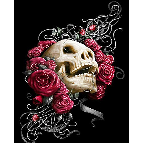 Paint by Number Set 16 X 20 Inch Canvas DIY Oil Painting for Kids, Students, Adult Beginners with Brushes and Acrylic Paint -Sugar Flowers Skull