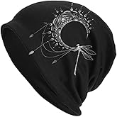 Premium Retro Boho Style Slouchy Beanie - Dragonfly Print Knitted Hat for Women & Men