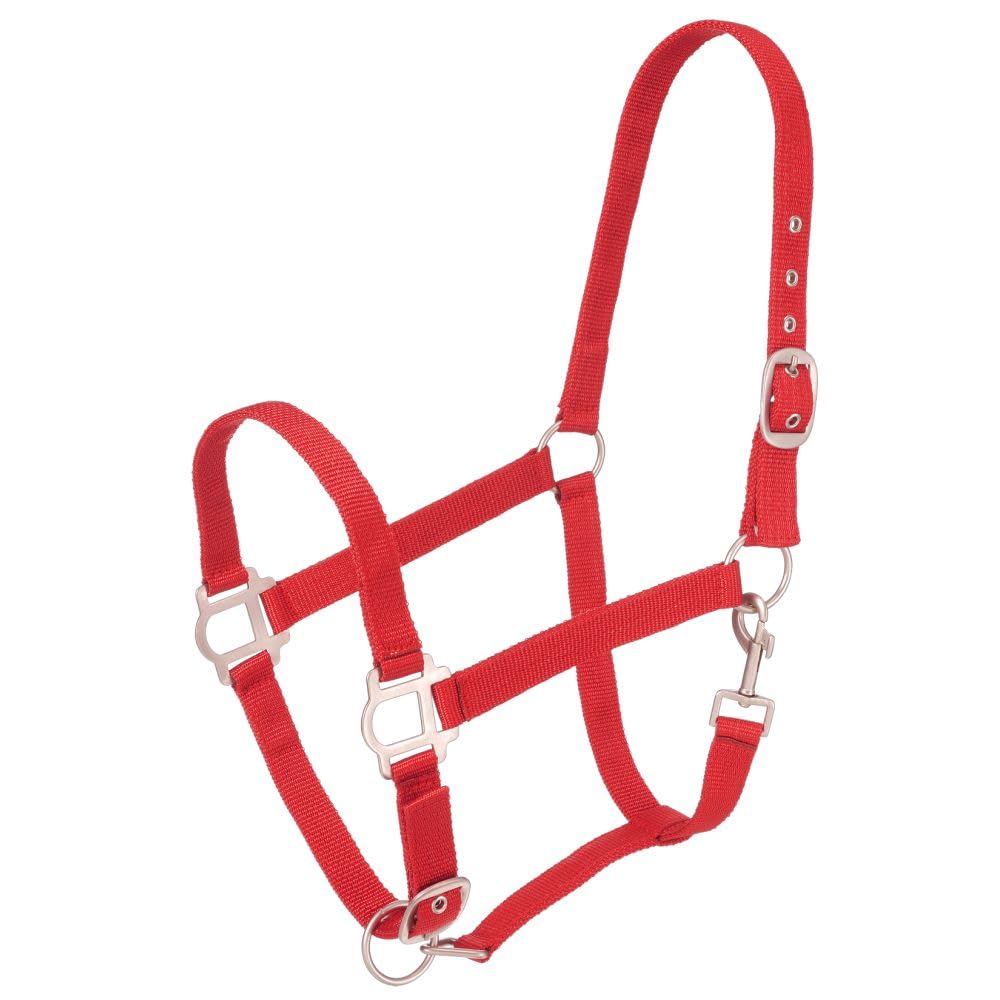 Tough 1 Nylon Halter with Satin Hardware, Red, Horse