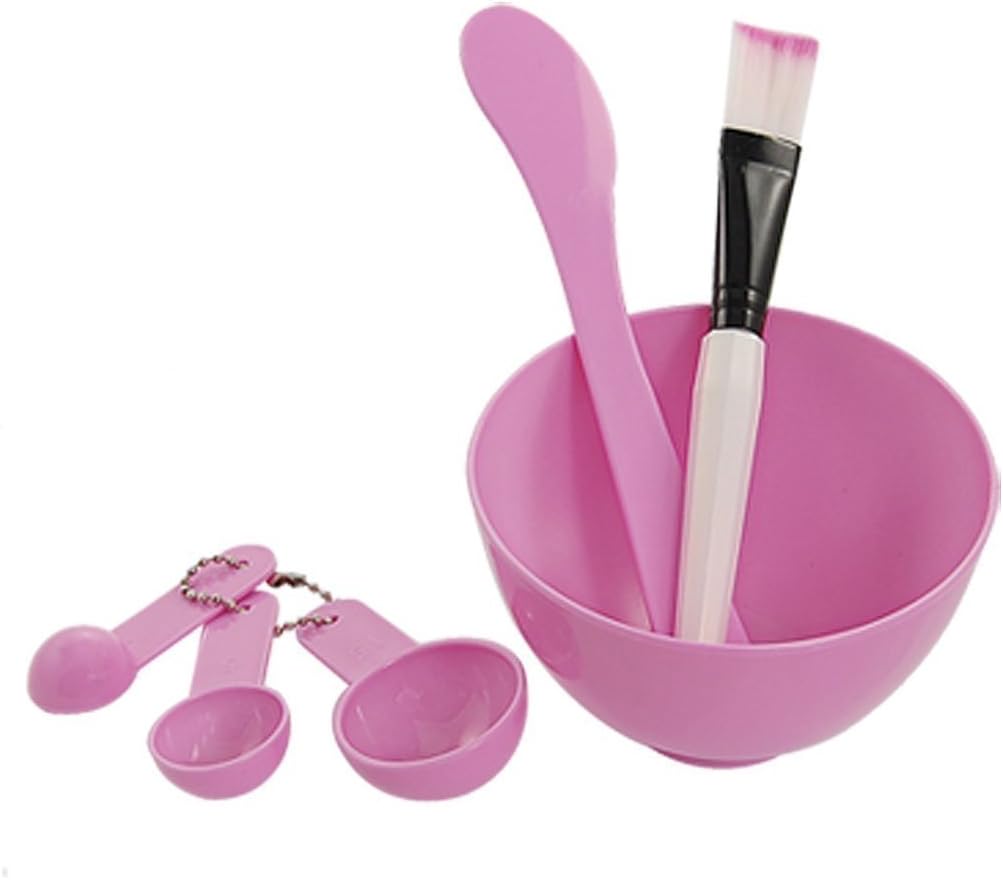 LIFECART 4 in 1 DIY Makeup Set Mask Bowl Gauge Stick Brush Facial Tool Set-Pink