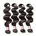 Sunber Body Wave Human Hair Bundles, 12A Grade Brazilian Virgin Hair 16”18”20”Hair Extensions 3 Bundles 100% Unprocessed Weave Bundles Natural Black Color Double Weft Body Wave Bundles
