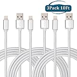 CE-Link Certified 10 Feet / 3 Meters Nylon Braided 8 Pin Lightning to USB Cable ( 3 Pack )