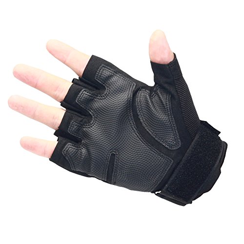 Nachvorn Men's Tactical Military Rubber Hard Knuckle Outdoor Gloves for Camping Cycling Motorcycle Hiking Powersports Airsoft Paintballg,Fingerless,Black-XL - Thumbnail 6