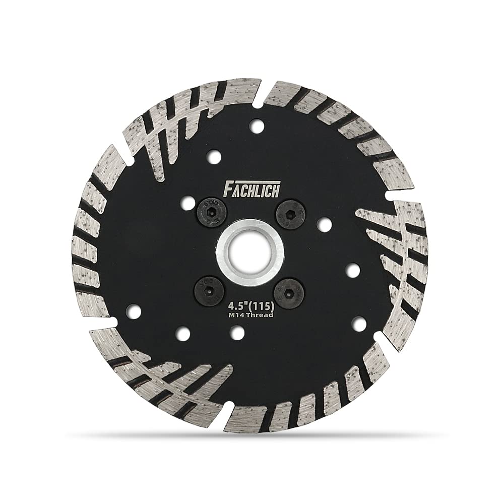 FACHLICH Diamond Cutting Blade 115mm/4.5" with Turbo Slant Protection Teeth for Concrete Tile Granite Marble Masonry Brick