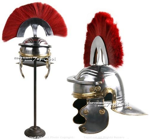 Roman Centurion Officer Helmet with Red Plume Armor SCA Replica Medieval Knight